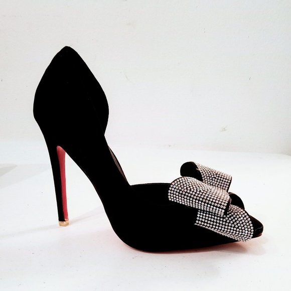 🎁 FREE GIFT IS INCLUDED 🎁 NEW 3D Rhinestones Bow High Heels Pointed Toe Shoes - Picture 8 of 13